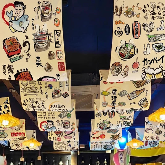 Japanese Cuisine Sky Curtain – Izakaya Hanging Cloth & Ceiling Valance Decor