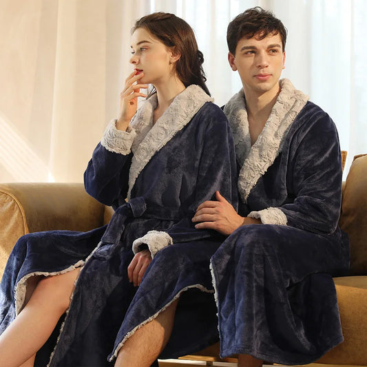 Soft Flannel Bathrobe for Adults – Absorbent & Machine Washable