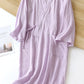 Lightweight Japanese Kimono Robe for Men & Women, Cotton Crepe Sleepwear Bathrobe for Spring & Autumn