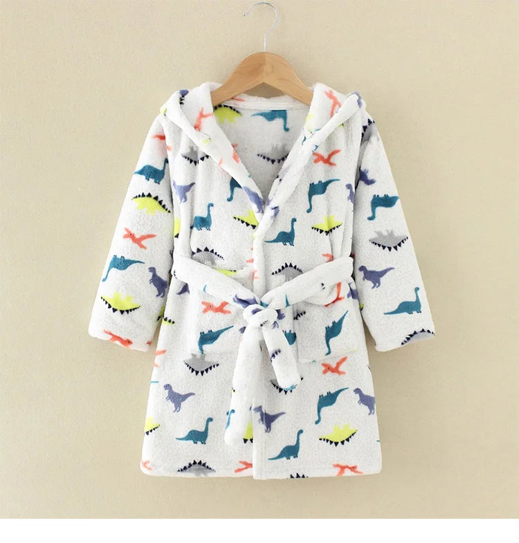 Kids Cartoon Flannel Bathrobe | Soft Unisex Children’s Robe for Boys & Girls, Cozy All-Season Sleepwear (Ages 2–8)