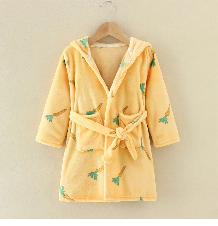 Kids Cartoon Flannel Bathrobe | Soft Unisex Children’s Robe for Boys & Girls, Cozy All-Season Sleepwear (Ages 2–8)