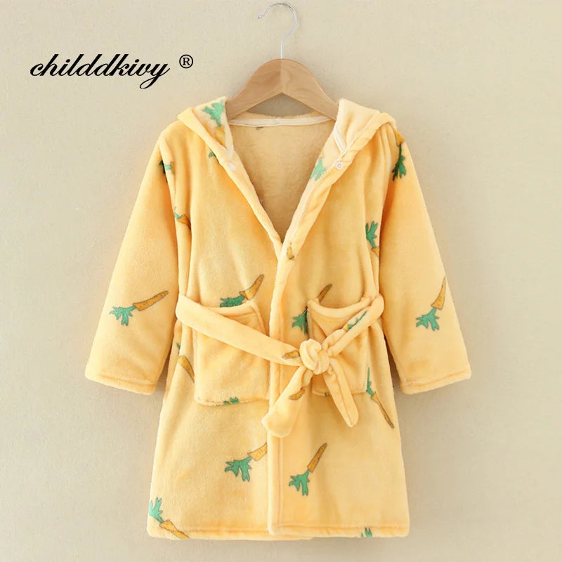 Kids Cartoon Flannel Bathrobe | Soft Unisex Children’s Robe for Boys & Girls, Cozy All-Season Sleepwear (Ages 2–8)