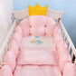 100% Cotton Crib Bed Linen Kit – Crown Design Baby Crib Bedding Set with Bumpers, Pillow, Quilt & Mattress Cover