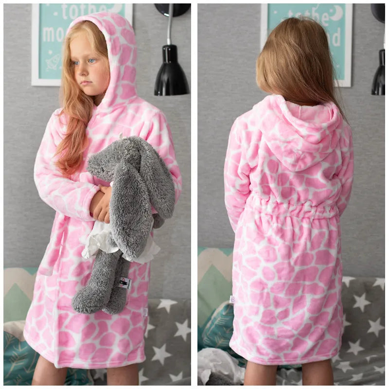 Kids Cartoon Flannel Bathrobe | Soft Unisex Children’s Robe for Boys & Girls, Cozy All-Season Sleepwear (Ages 2–8)