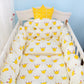100% Cotton Crib Bed Linen Kit – Crown Design Baby Crib Bedding Set with Bumpers, Pillow, Quilt & Mattress Cover