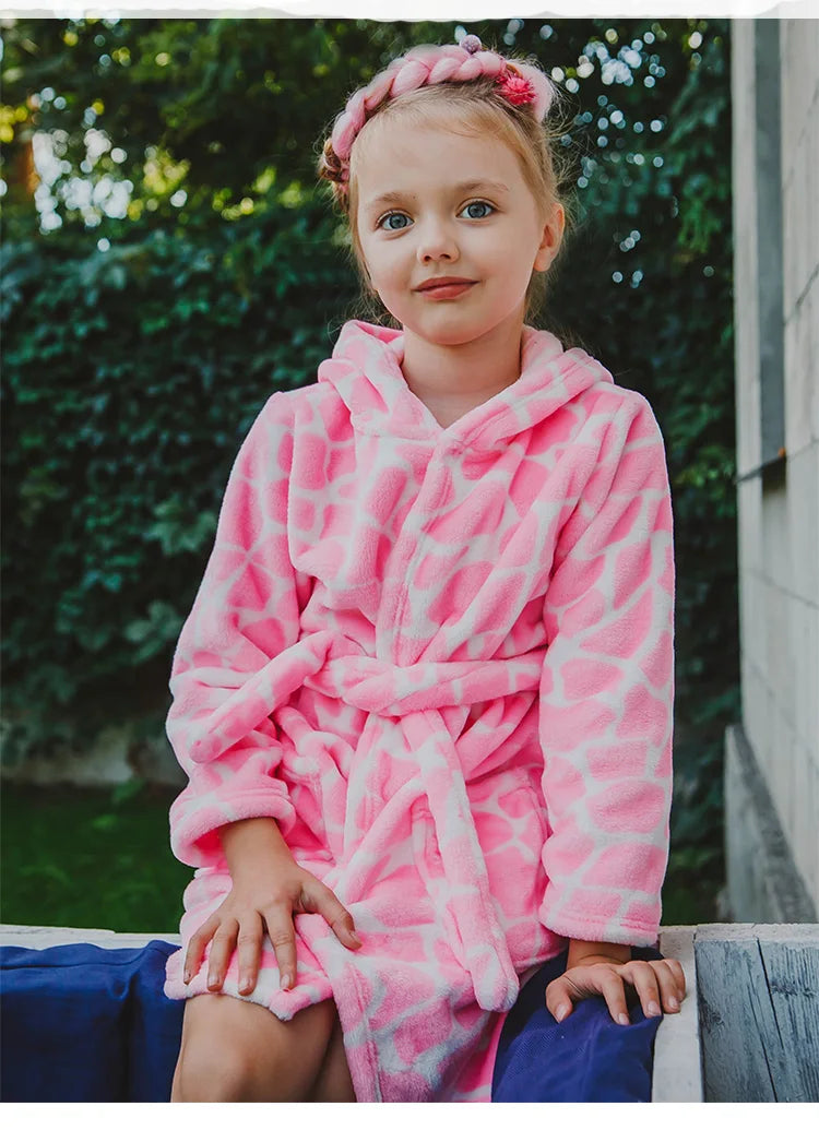 Kids Cartoon Flannel Bathrobe | Soft Unisex Children’s Robe for Boys & Girls, Cozy All-Season Sleepwear (Ages 2–8)