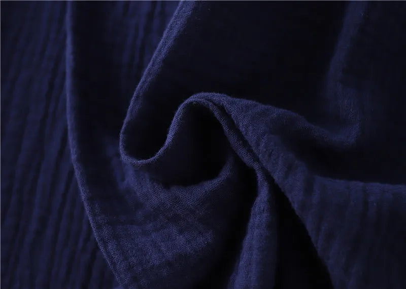 Lightweight Japanese Kimono Robe for Men & Women, Cotton Crepe Sleepwear Bathrobe for Spring & Autumn