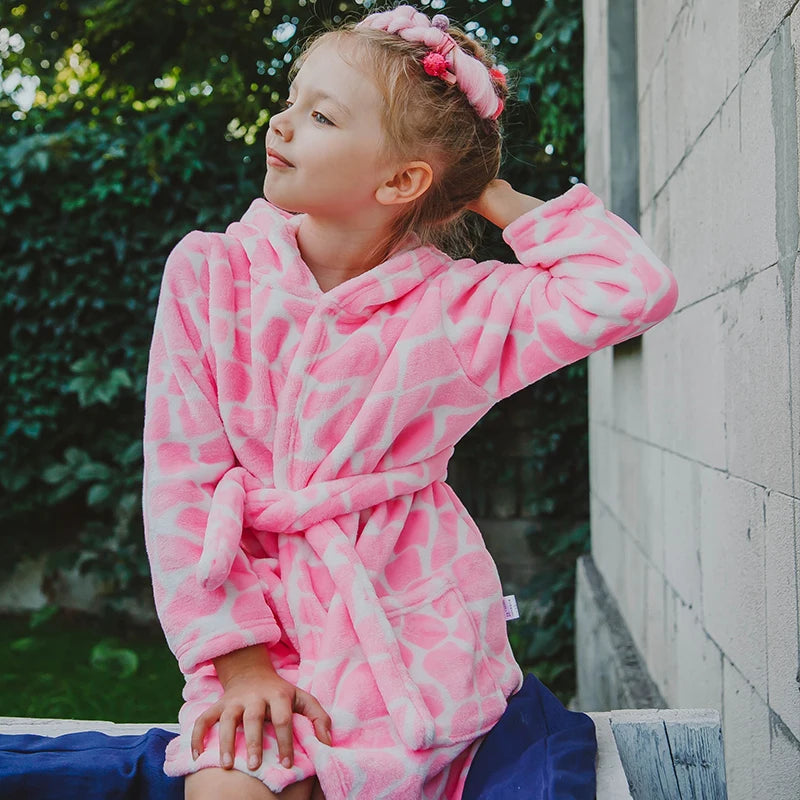 Kids Cartoon Flannel Bathrobe | Soft Unisex Children’s Robe for Boys & Girls, Cozy All-Season Sleepwear (Ages 2–8)