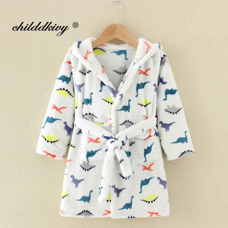 Kids Cartoon Flannel Bathrobe | Soft Unisex Children’s Robe for Boys & Girls, Cozy All-Season Sleepwear (Ages 2–8)