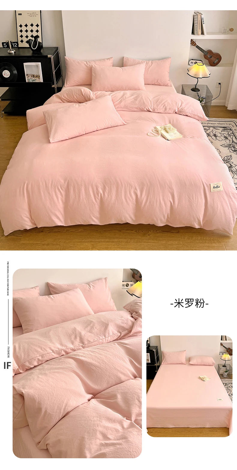 400TC Polyester 4-Piece Bedding Set – Duvet Cover, Sheet & Pillowcases