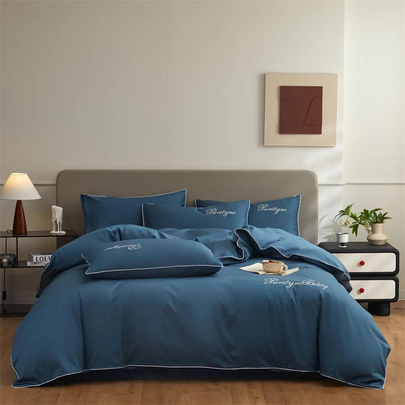 100% Egyptian Cotton 3-Piece Duvet Cover Set – 400 Thread Count Soft Solid Bedding with 2 Pillowcases (Single to King Size)