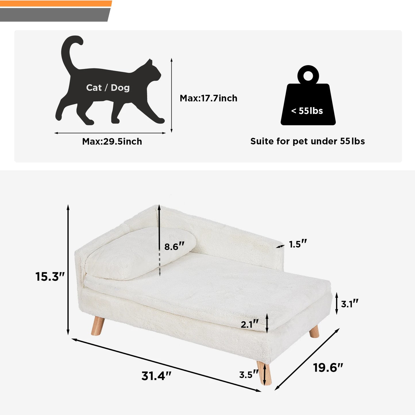 Nordic Elevated Pet Bed with Waterproof Pad – Small Dog & Kitten