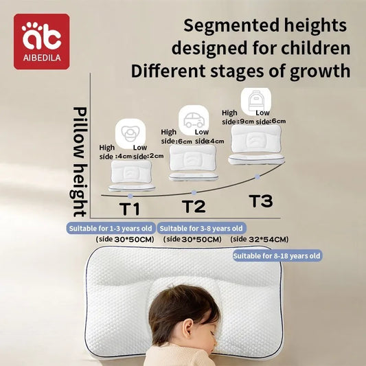 AIBEDILA Baby Neck Pillow 1–3 Years, Antibacterial Cotton Shaping Pillow, Massage Support, Breathable Cartoon Pillow