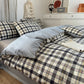 100% Cotton Plaid Style Duvet Cover Set with 2 Pillowcases - Soft & Breathable Bedding Set, Hypoallergenic, Easy Care