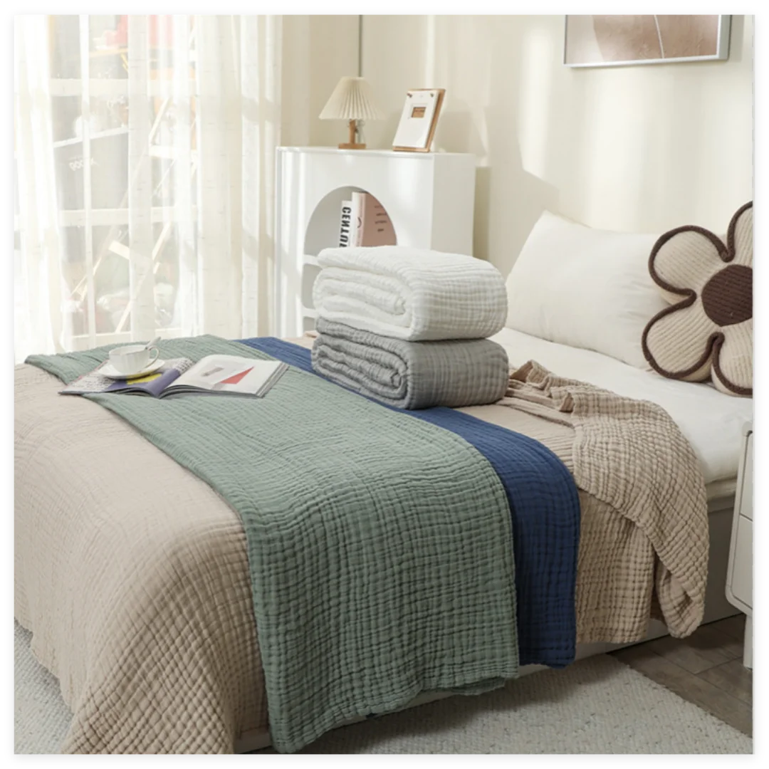 Muslin Cotton Blanket – Soft Gauze Summer Quilt for Adults & Kids