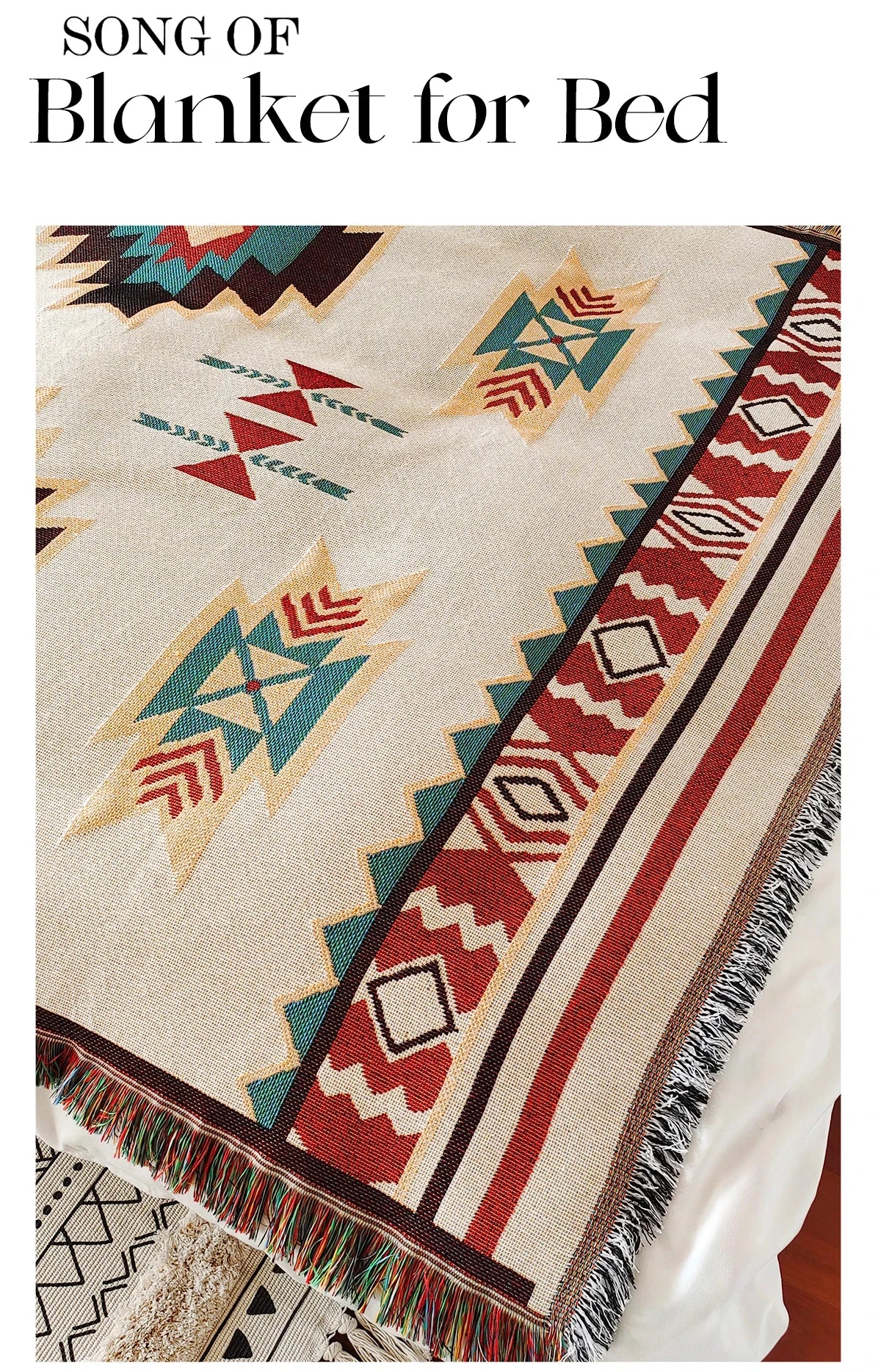 Bohemian Multi-Purpose Throw Blanket – Grid Pattern Sofa Throw, Bed Sheet, Home Decor & Outdoor Travel Blanket