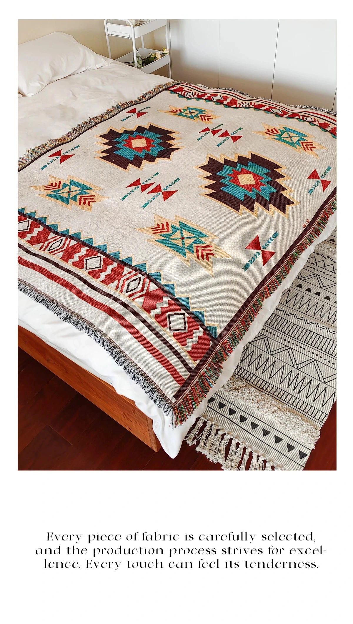Bohemian Multi-Purpose Throw Blanket – Grid Pattern Sofa Throw, Bed Sheet, Home Decor & Outdoor Travel Blanket