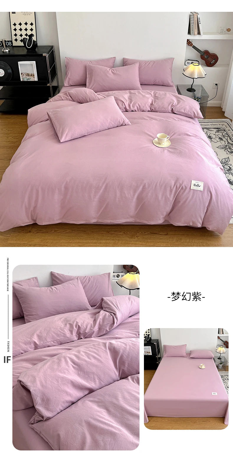 400TC Polyester 4-Piece Bedding Set – Duvet Cover, Sheet & Pillowcases