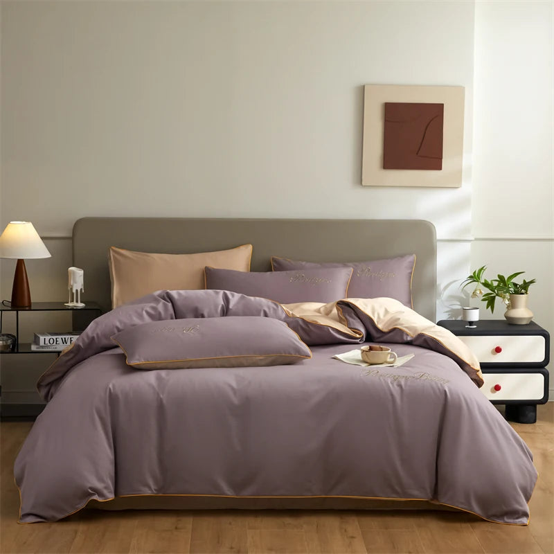 100% Egyptian Cotton 3-Piece Duvet Cover Set – 400 Thread Count Soft Solid Bedding with 2 Pillowcases (Single to King Size)