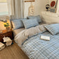 100% Cotton Plaid Style Duvet Cover Set with 2 Pillowcases - Soft & Breathable Bedding Set, Hypoallergenic, Easy Care