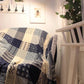 Mediterranean Bohemian Chenille Sofa Throw – Colorful Plaid Blanket with Tassels