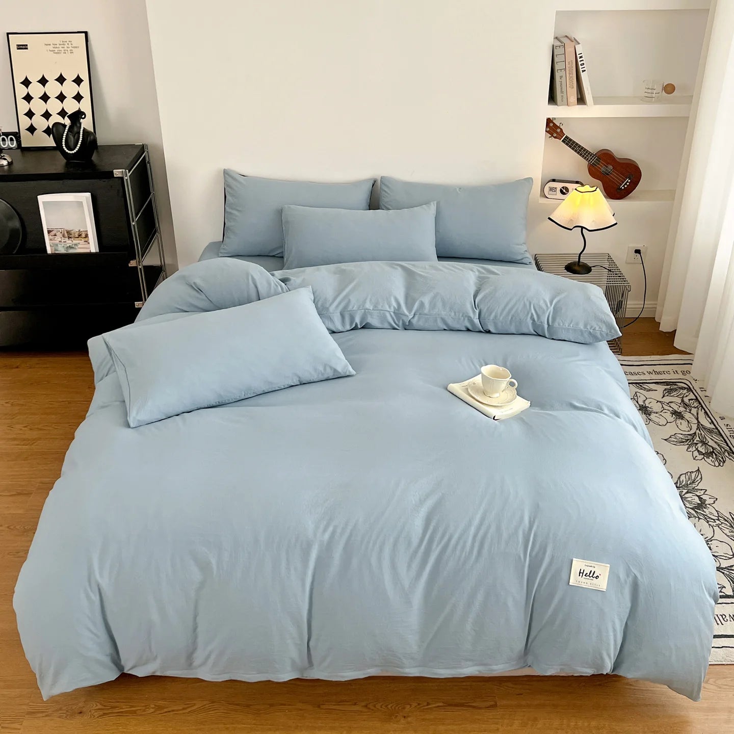 400TC Polyester 4-Piece Bedding Set – Duvet Cover, Sheet & Pillowcases