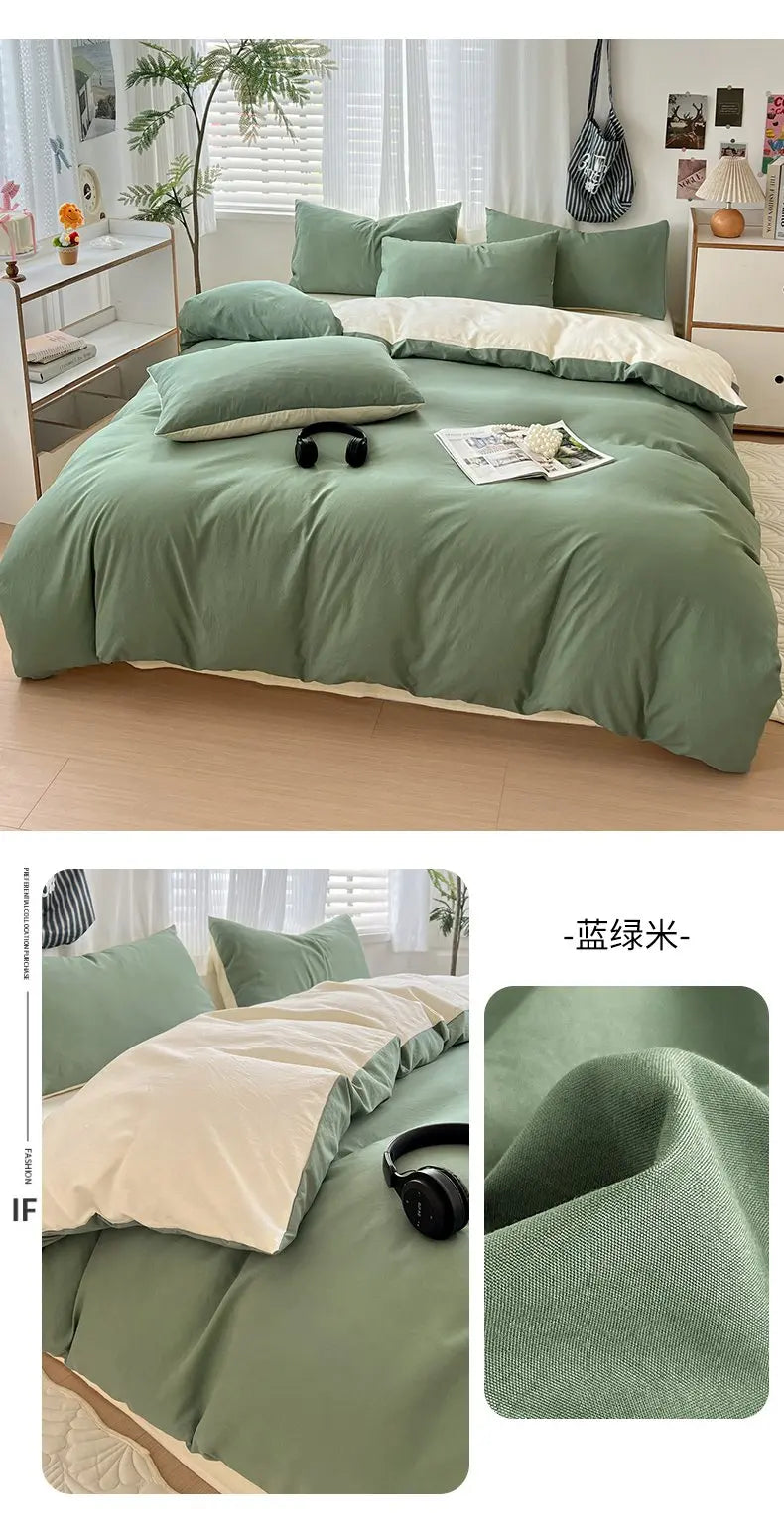 400TC Polyester 4-Piece Bedding Set – Duvet Cover, Sheet & Pillowcases