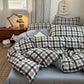 100% Cotton Plaid Style Duvet Cover Set with 2 Pillowcases - Soft & Breathable Bedding Set, Hypoallergenic, Easy Care