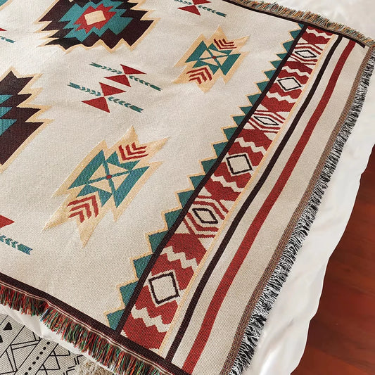 Bohemian Multi-Purpose Throw Blanket – Grid Pattern Sofa Throw, Bed Sheet, Home Decor & Outdoor Travel Blanket
