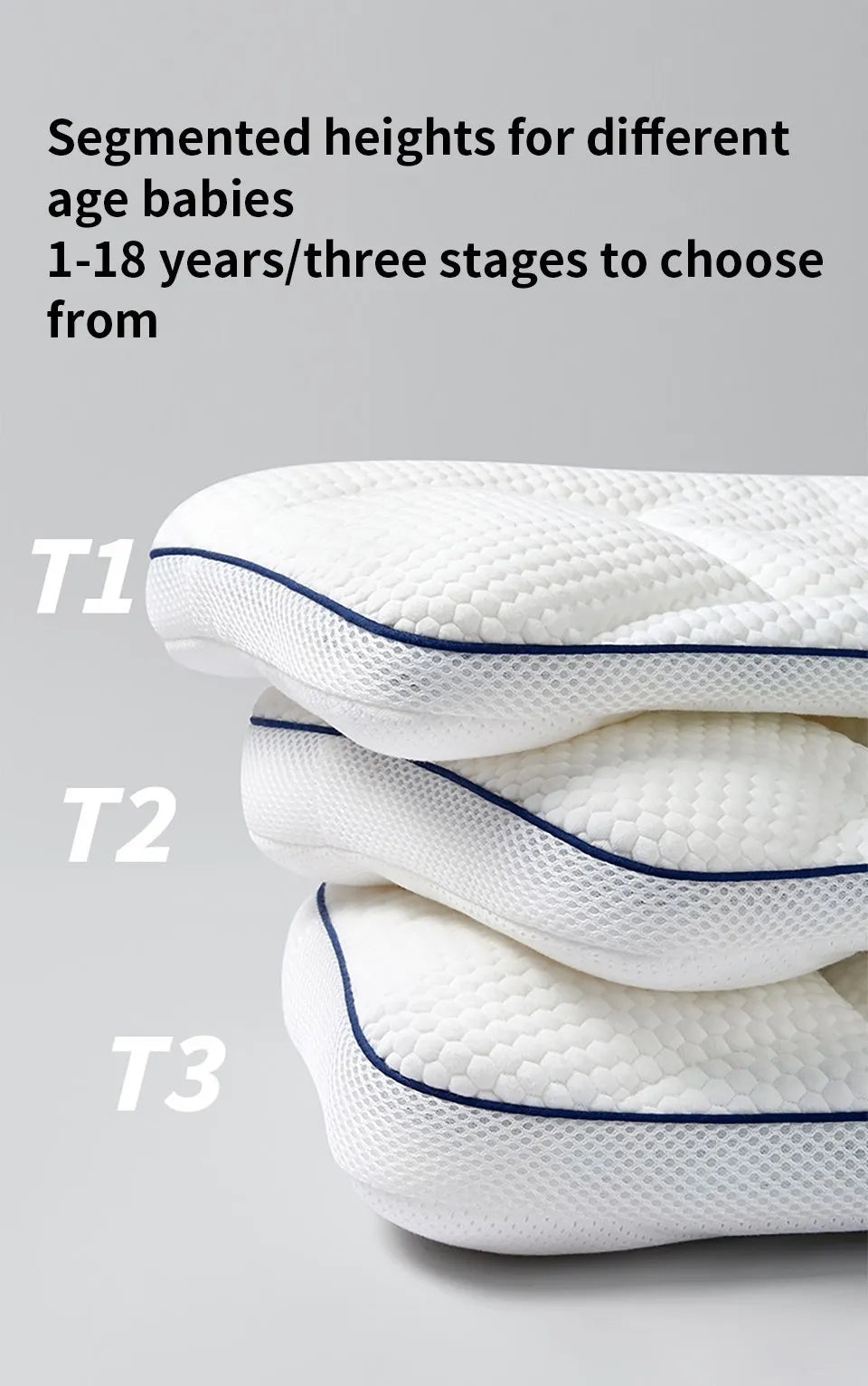 AIBEDILA Baby Neck Pillow 1–3 Years, Antibacterial Cotton Shaping Pillow, Massage Support, Breathable Cartoon Pillow