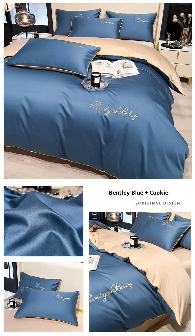 100% Egyptian Cotton 3-Piece Duvet Cover Set – 400 Thread Count Soft Solid Bedding with 2 Pillowcases (Single to King Size)