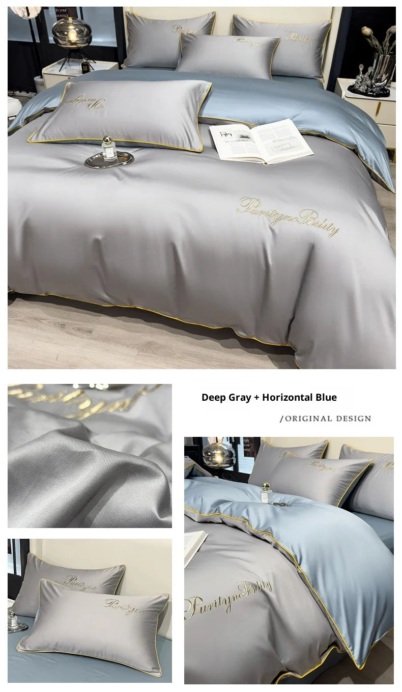 100% Egyptian Cotton 3-Piece Duvet Cover Set – 400 Thread Count Soft Solid Bedding with 2 Pillowcases (Single to King Size)