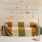 Mediterranean Bohemian Chenille Sofa Throw – Colorful Plaid Blanket with Tassels