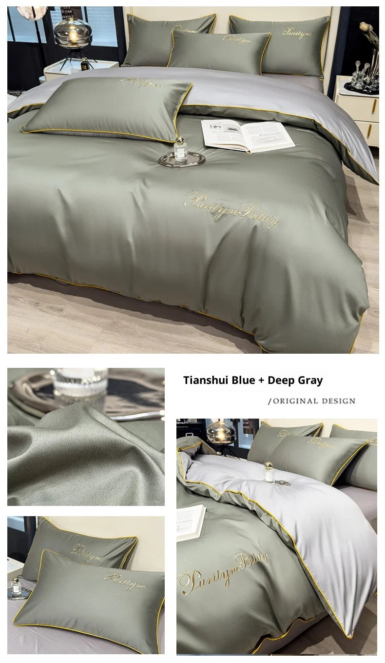 100% Egyptian Cotton 3-Piece Duvet Cover Set – 400 Thread Count Soft Solid Bedding with 2 Pillowcases (Single to King Size)