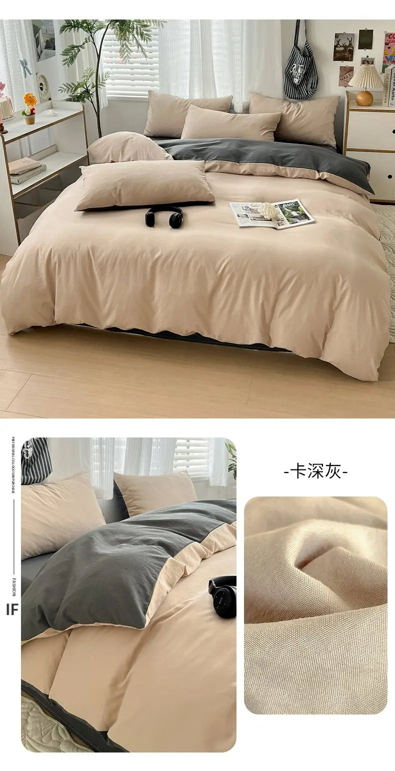 400TC Polyester 4-Piece Bedding Set – Duvet Cover, Sheet & Pillowcases