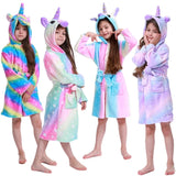Children Bathrobe Unicorn Kigurumi Pajamas – Hooded Fleece Kids Bath Robe Nightgown for Girls Boys Baby