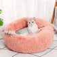 Warm Plush Round Pet Bed for Cats and Dogs, Striped Soft Nest for Deep Sleep, Indoor Use – Gray