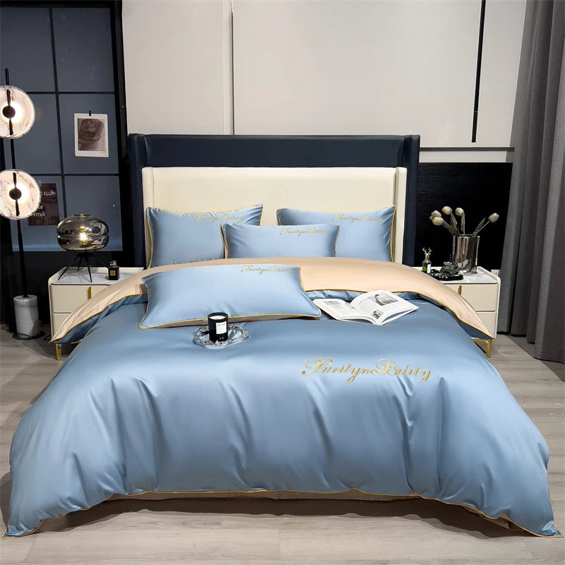 100% Egyptian Cotton 3-Piece Duvet Cover Set – 400 Thread Count Soft Solid Bedding with 2 Pillowcases (Single to King Size)