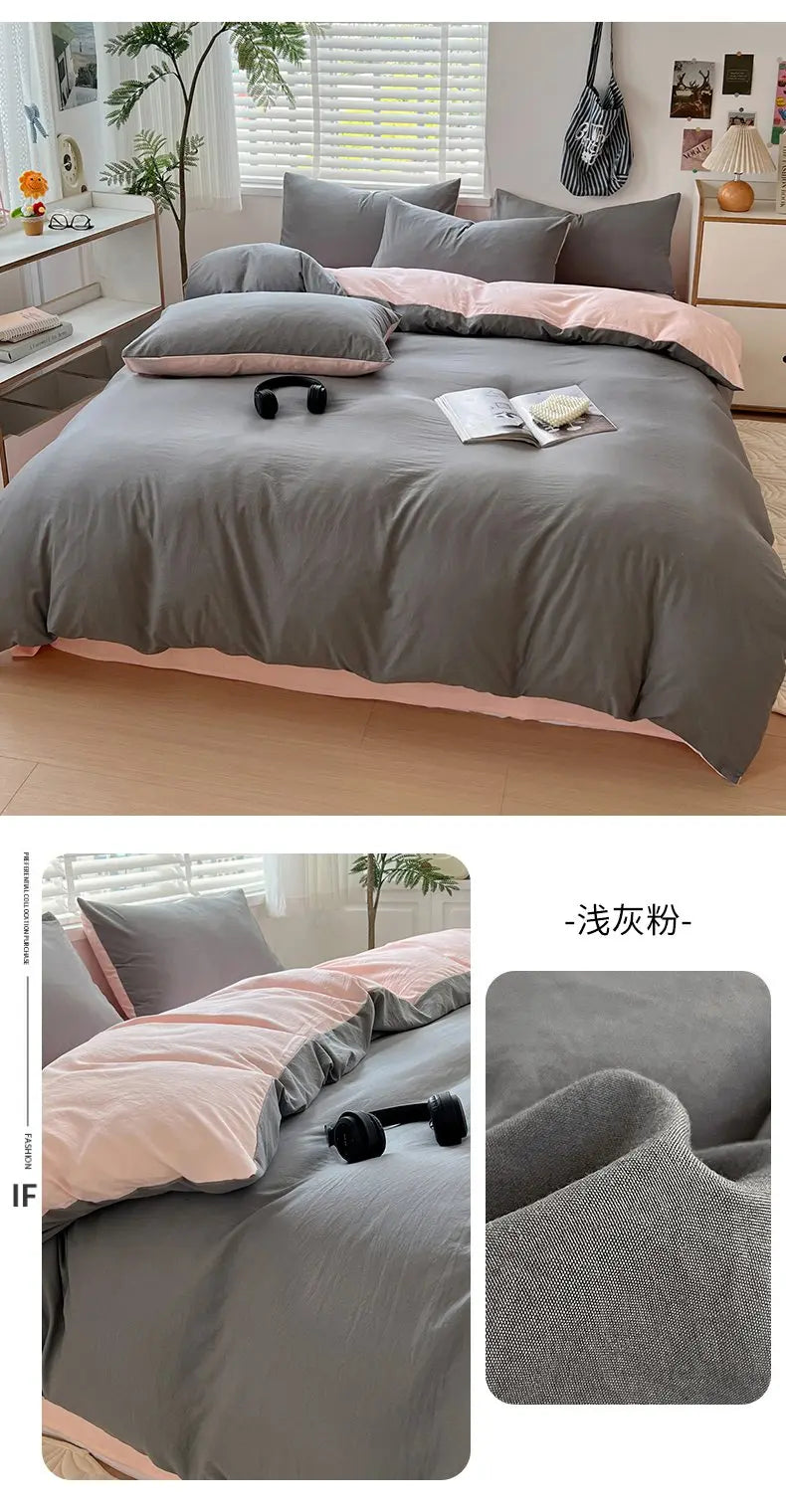 400TC Polyester 4-Piece Bedding Set – Duvet Cover, Sheet & Pillowcases