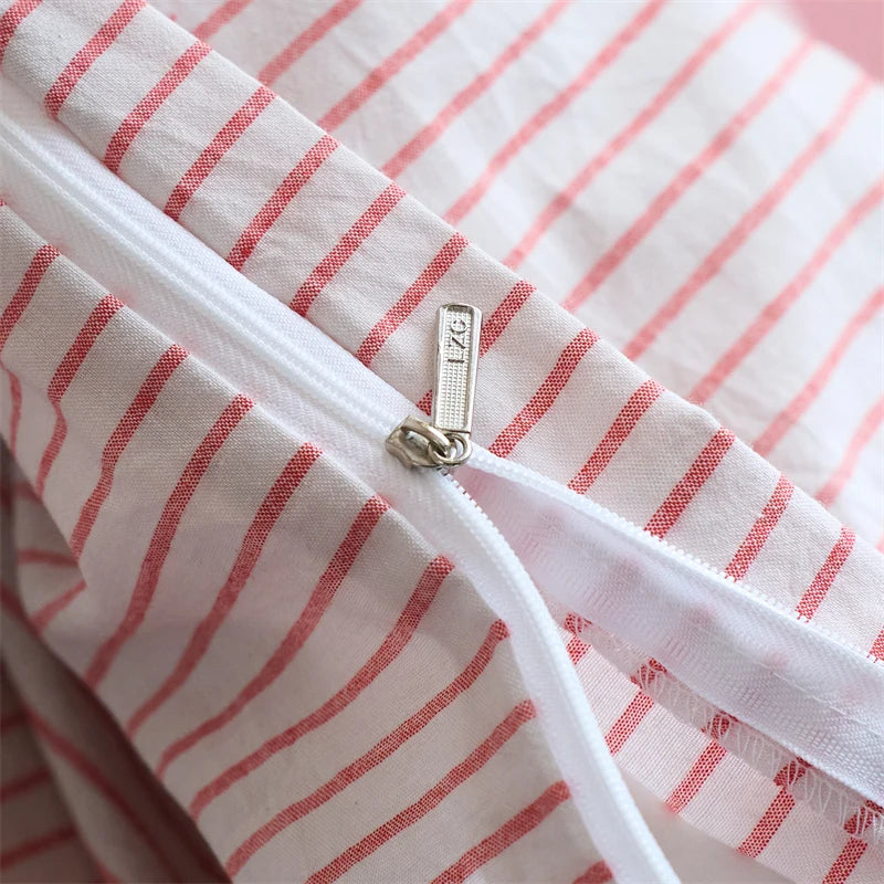 Luxury 100% Cotton Yarn Dyed Duvet Cover Set 3PCS Pre-Washed Stripe Bedding Set Soft Breathable