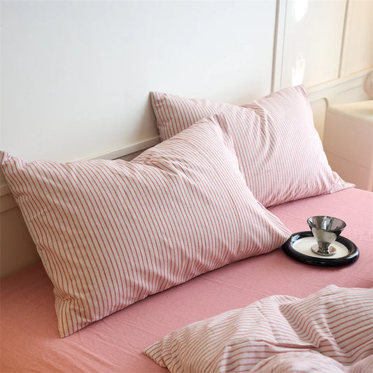 Luxury 100% Cotton Yarn Dyed Duvet Cover Set 3PCS Pre-Washed Stripe Bedding Set Soft Breathable