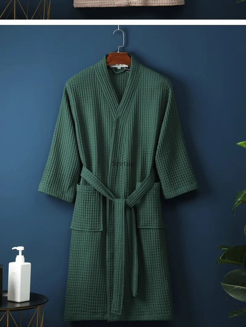 SRETNO 100% Cotton Bathrobe – Warm Peignoir Femme Hiver