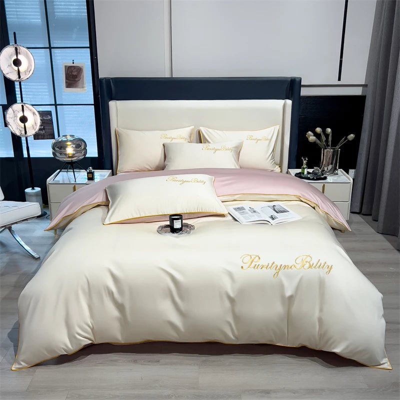 100% Egyptian Cotton 3-Piece Duvet Cover Set – 400 Thread Count Soft Solid Bedding with 2 Pillowcases (Single to King Size)