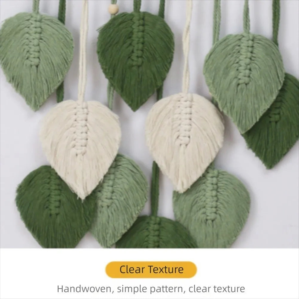 Boho Cotton Macrame Wall Decor – Handmade Leaf Tapestry, Woven Wall Hanging Art & Aesthetic Home Pendant Gift