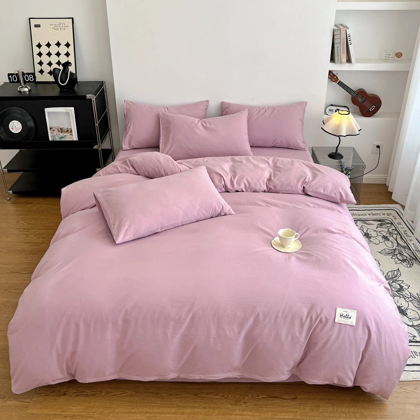 400TC Polyester 4-Piece Bedding Set – Duvet Cover, Sheet & Pillowcases