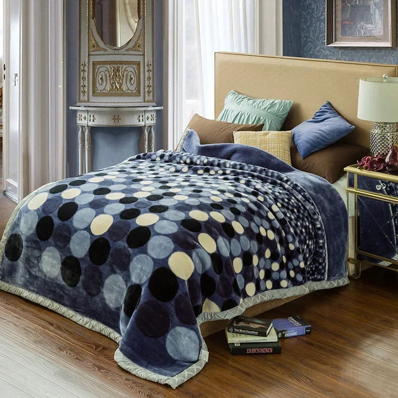 Thick Winter Raschel Plush Weighted Blanket for Bed – Heavy Warm Double-Layer Floral Throw, Super Soft & Fluffy