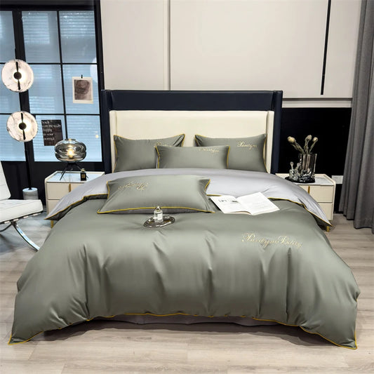 100% Egyptian Cotton 3-Piece Duvet Cover Set – 400 Thread Count Soft Solid Bedding with 2 Pillowcases (Single to King Size)