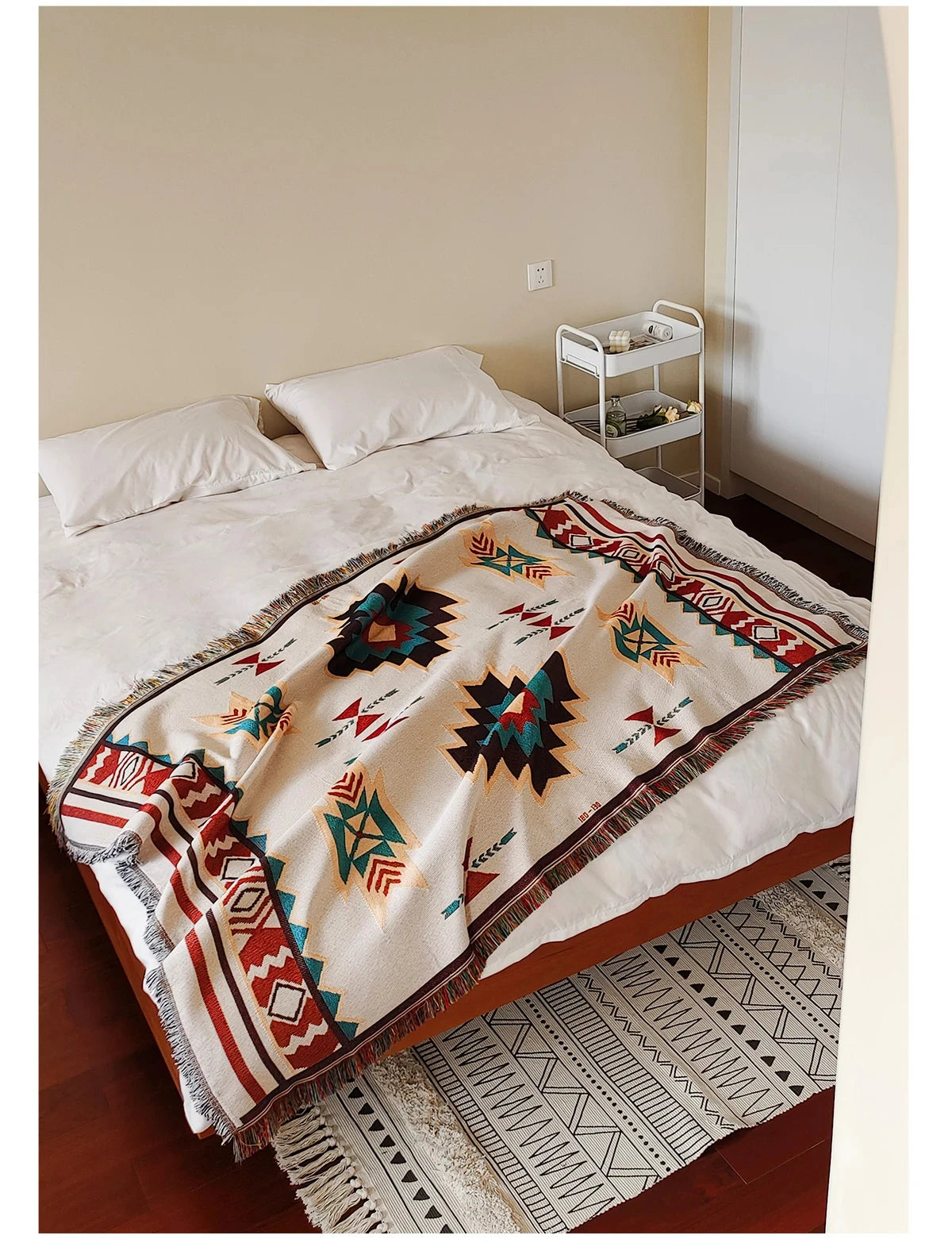 Bohemian Multi-Purpose Throw Blanket – Grid Pattern Sofa Throw, Bed Sheet, Home Decor & Outdoor Travel Blanket