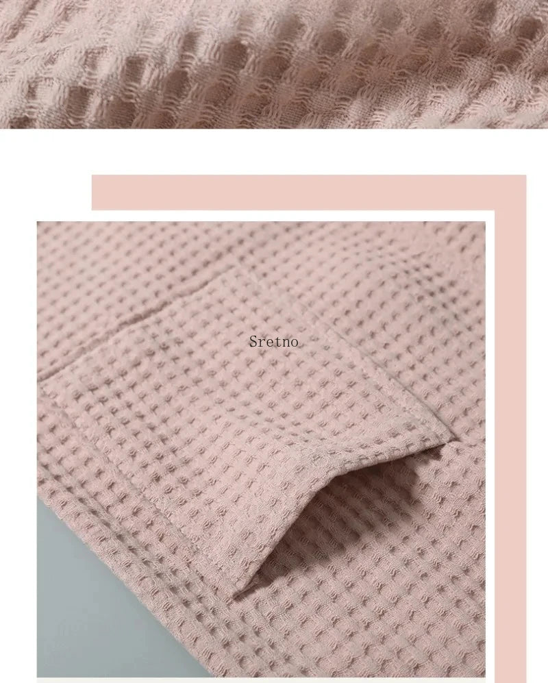 SRETNO 100% Cotton Bathrobe – Warm Peignoir Femme Hiver