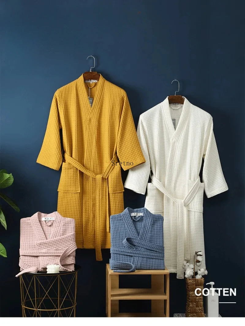 SRETNO 100% Cotton Bathrobe – Warm Peignoir Femme Hiver